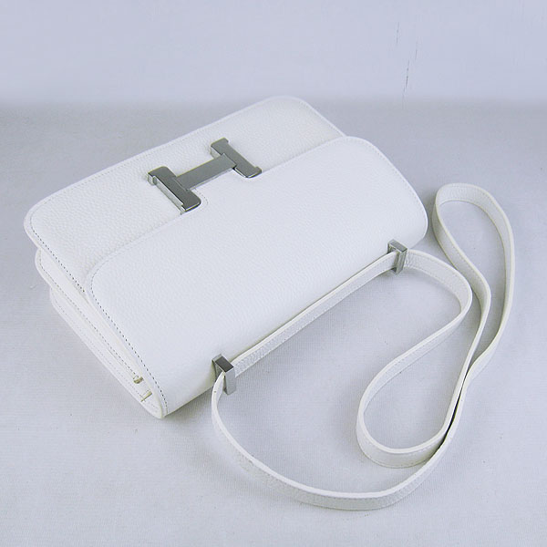 7A Hermes Constance Togo Leather Single Bag White Silver Hardware H020 - Click Image to Close